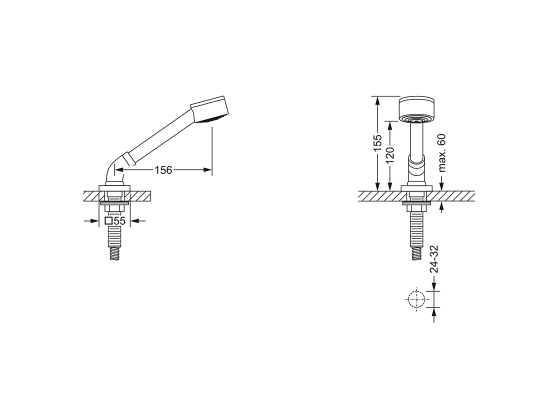 Душевой гарнитур ½", для монтажа на борт ванны JOERGER Charleston Square 634.40.660.000 - Вид №1