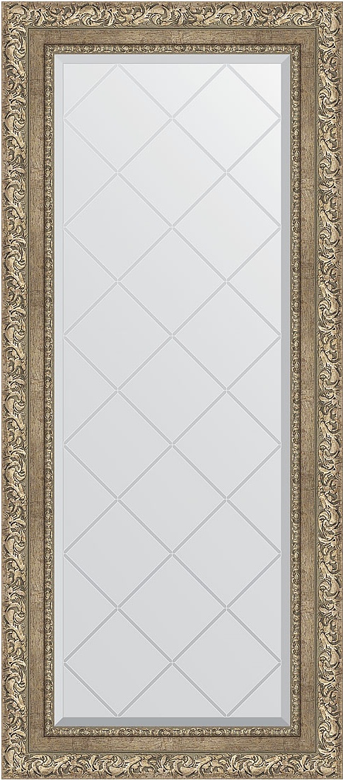 BY 4057 Зеркало с гравировкой в багетной раме - виньетка античное серебро 85 mm EVOFORM Exclusive-G
