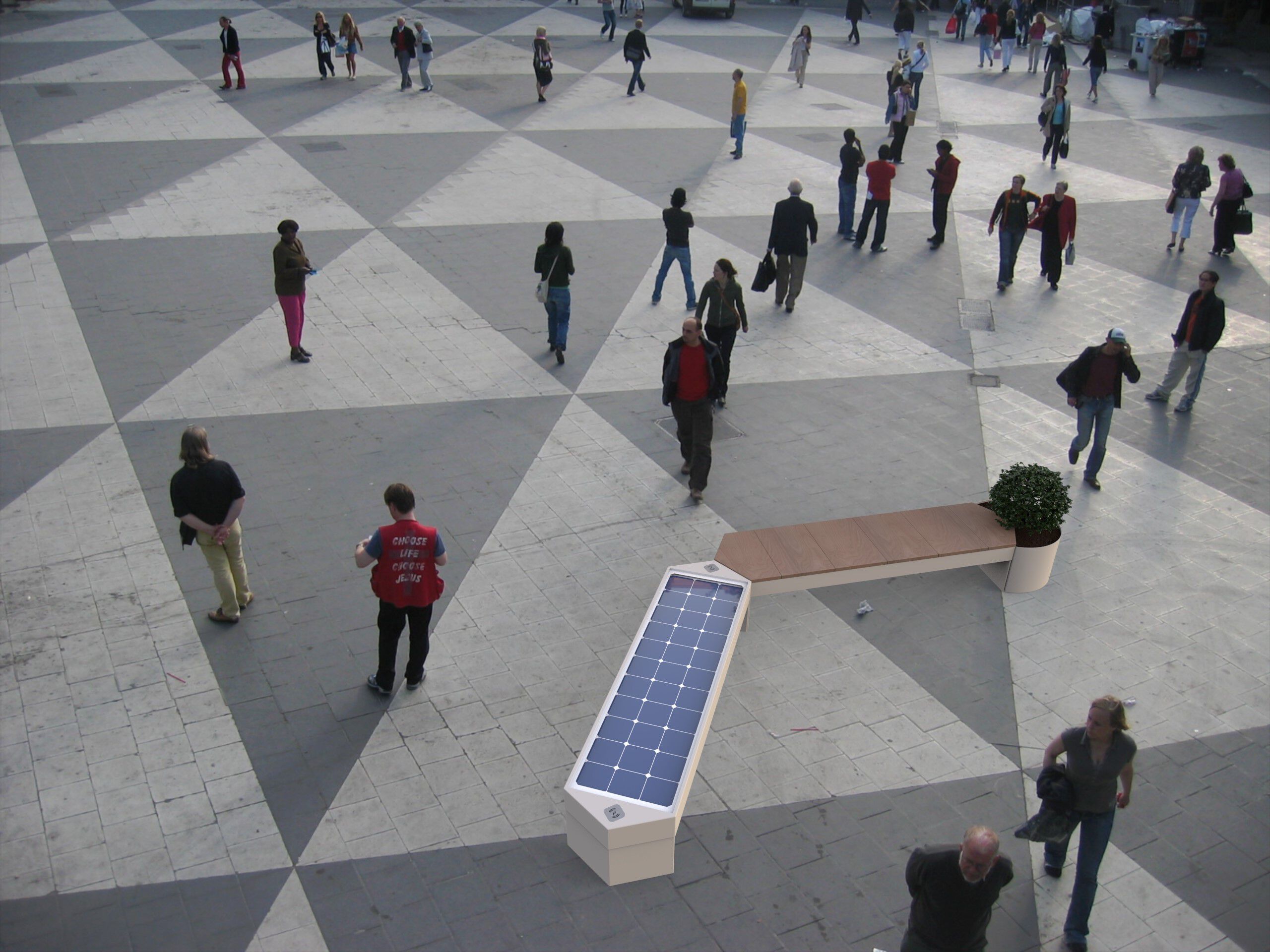 Стальная скамья со встроенной плантатором и USB-разъемом CITYSì LUX ARCH-00112178 - Вид №1