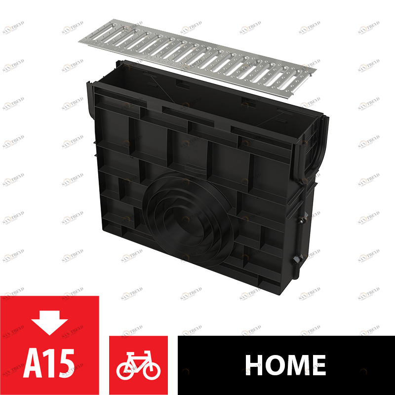 Пескоуловитель для дренажного канала AVZ101 без рамы с оцинкованной решеткой „T“ профиль A15 ALCAPLAST AVZ101RR101S