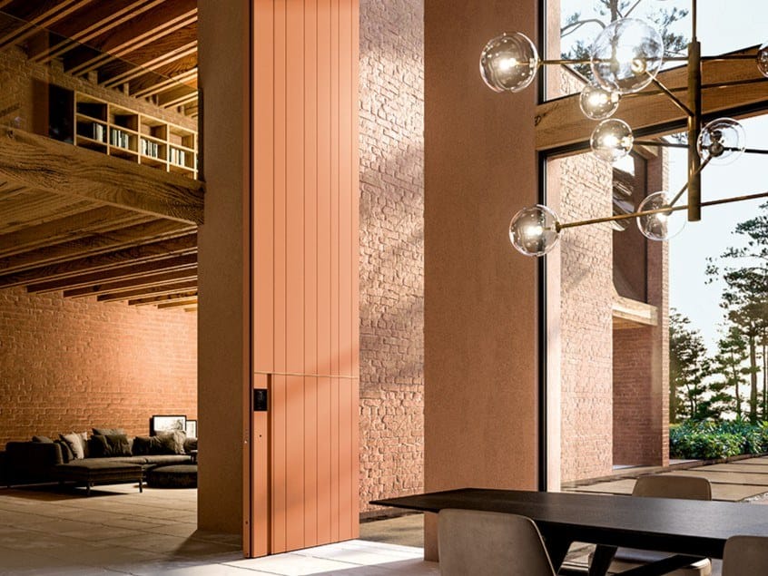 Наружная алюминиевая бронированная дверная обшивка Oikos Skydoors-вертикальные горизонты ARCH-00069342