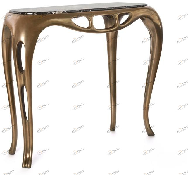 Bellotti Ezio Консоль из лакированного дерева жидкой бронзы и мраморной столешницы Delfi 2018-06