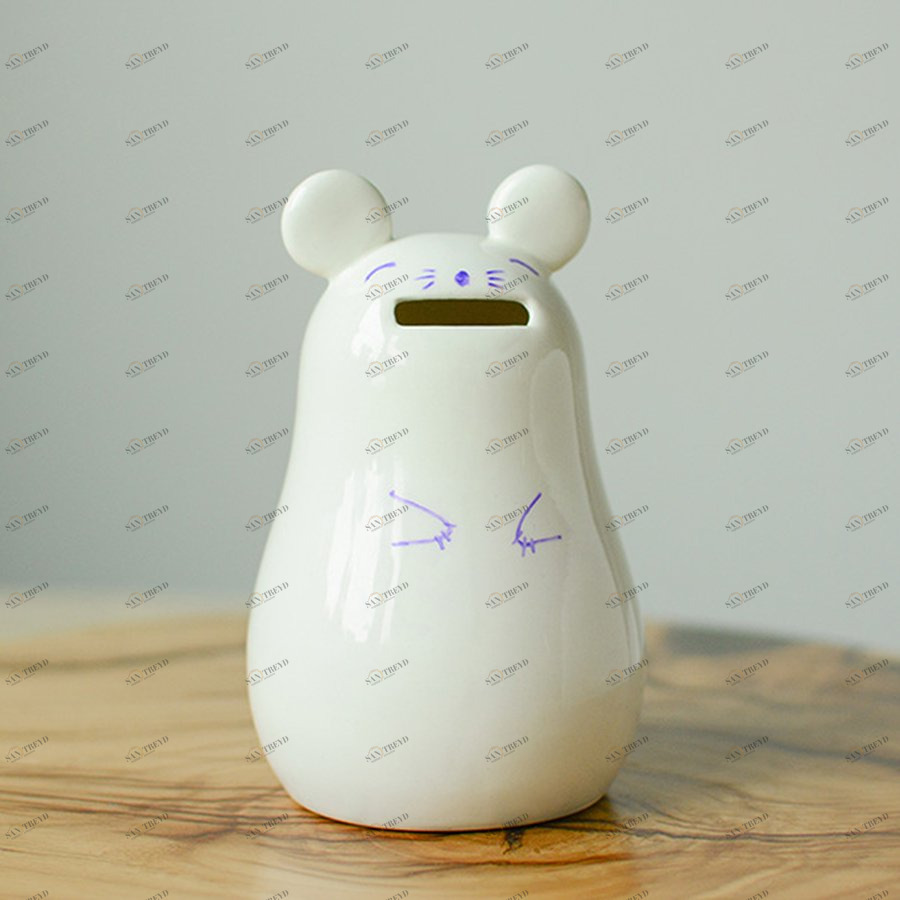 Копилка керамическая разбивная белая «Мышка-матрешка» ЭКОЧЕЛОВЕКИ МЫШЬ, ЖИВОТНЫЕ 00-3947469 Белый 