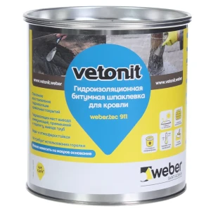 Гидроизоляционная битумная шпаклевка для кровли Vetonit Weber.tec 911 1 кг