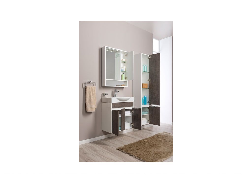 Шкаф-пенал для ванной Aquanet Коста 35 белый/дуб антик 00188408 - Вид №4