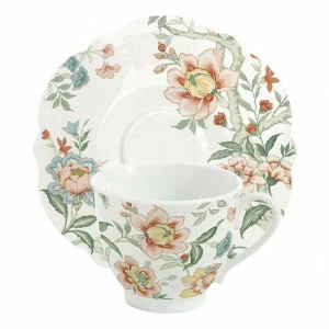 Чашка фарфоровая с блюдцем белая с цветами Zen Garden EASY LIFE ZEN GARDEN 00-3946999 Белый