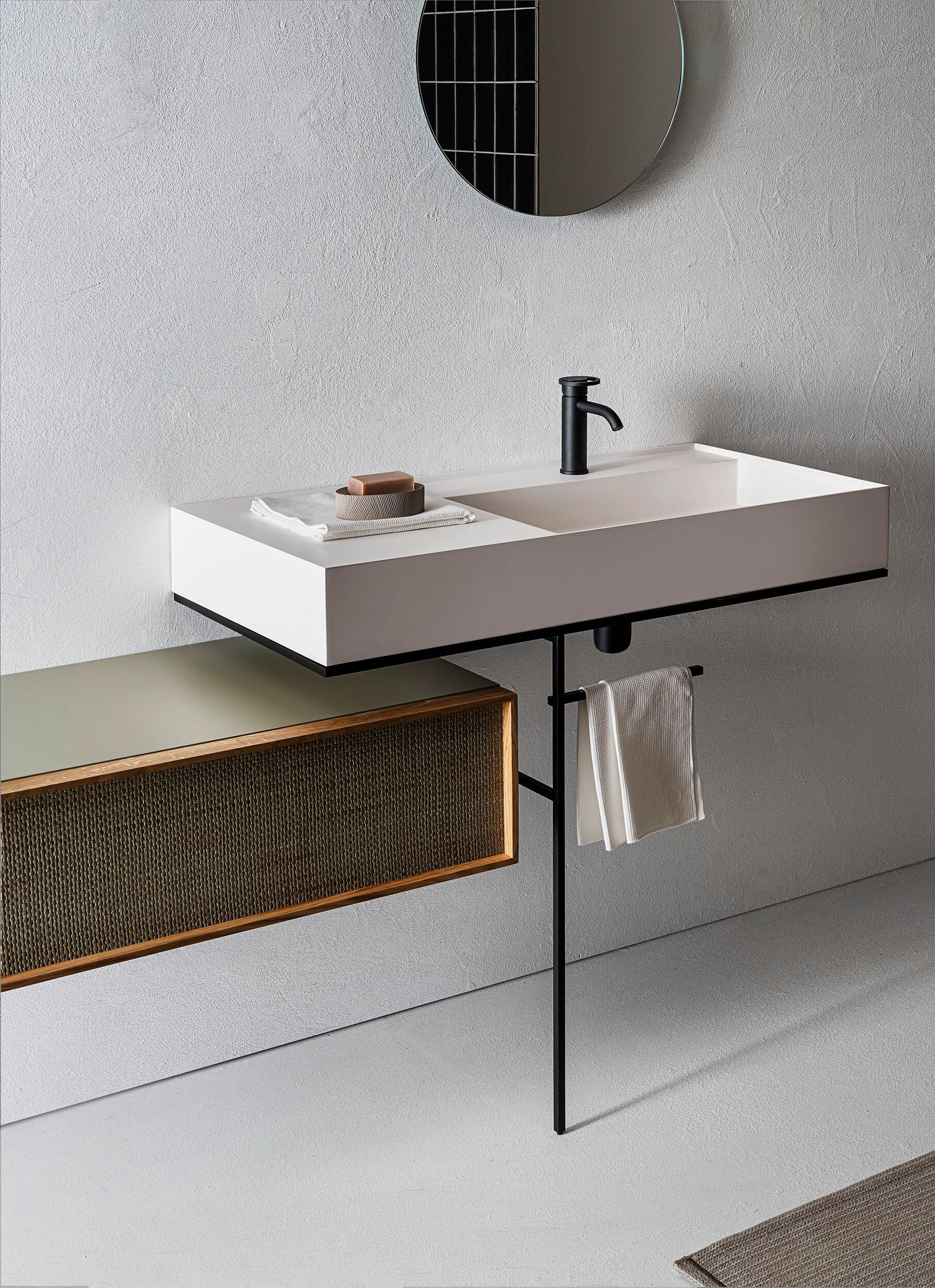 Подвесной прямоугольный умывальник из композитного материала с ящиками Pirovano Element ARCH-00022158 - Вид №4