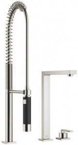 32800680-06_1_27784970-06_1 Смеситель на два отверстия с отдельными розетками с profi-душевым гарнитуром - платина матовая Dornbracht Lot