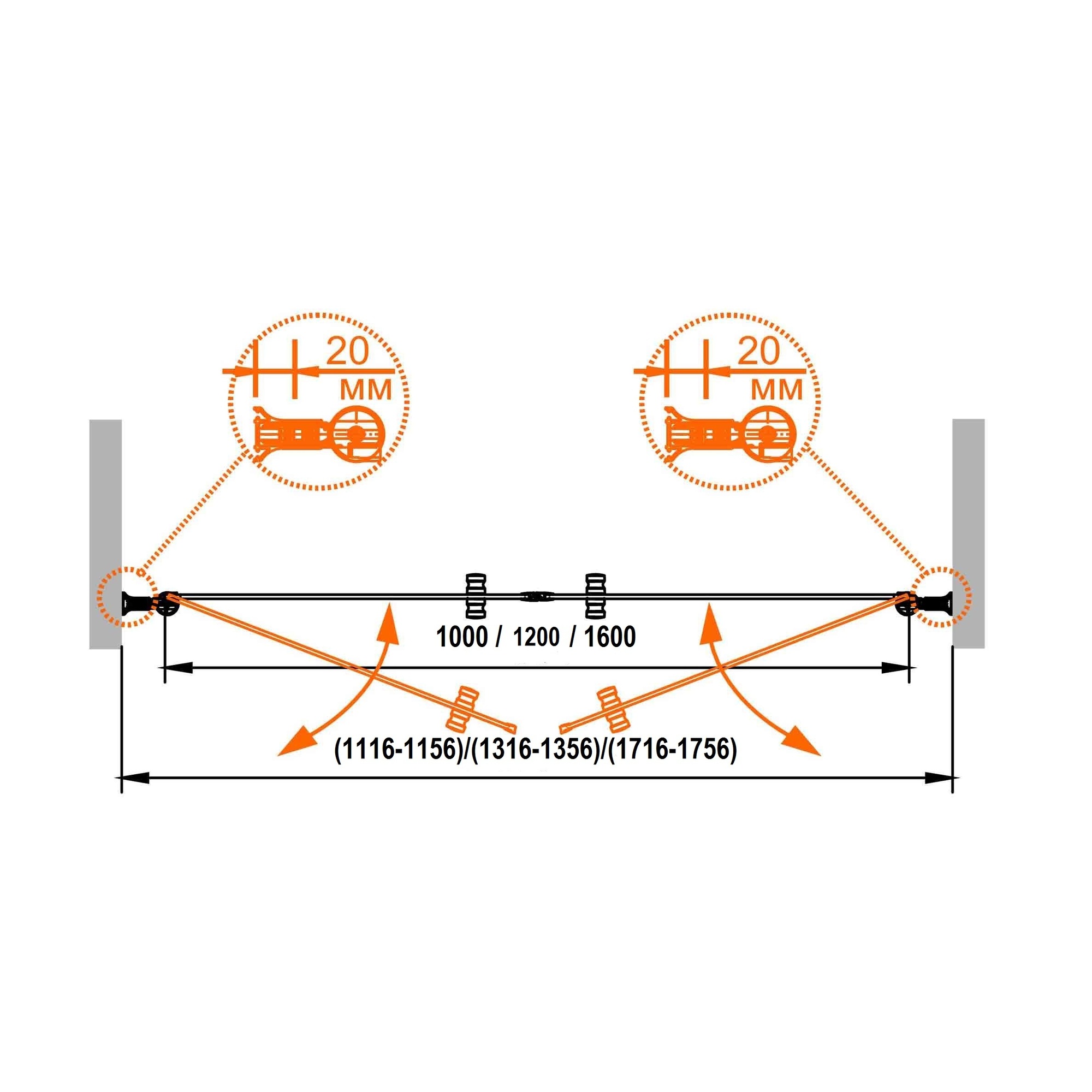 Душевая дверь в нишу CEZARES ROYAL PALACE-A-B-2-135-C-Br - Вид №1