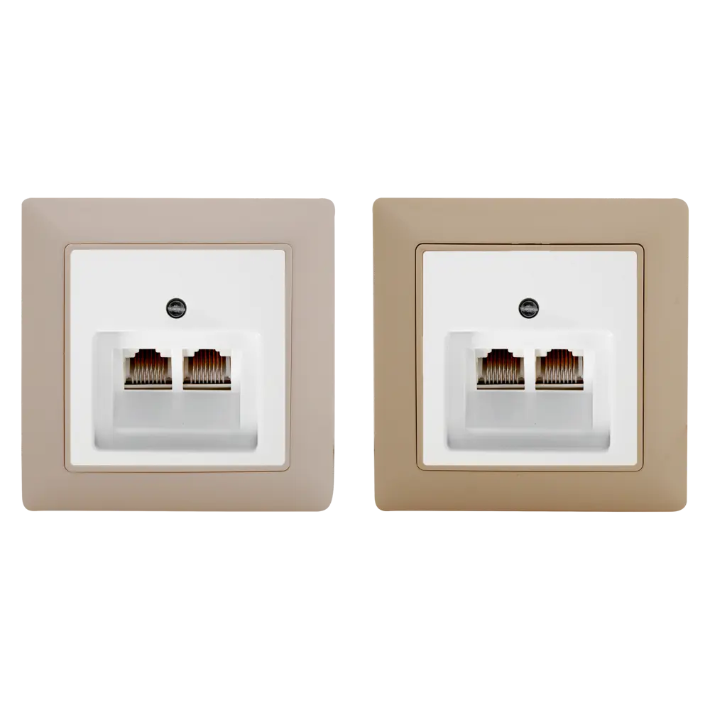 Телефонная розетка двойная встраиваемая ABB Basic 55 RJ11, цвет белый 13607055 STLM-2125603 Basic55 - Вид №1