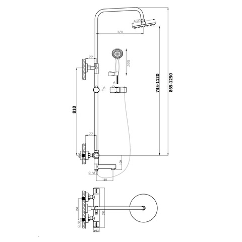 Orange T02S3-911b Душевая система c термостатом черного цвета в комплекте Белый sun-id-1517029 - Вид №1