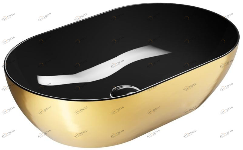 Подвесная раковина настенная овальная GSI ceramica Gold platinum белая sun-id-1403025