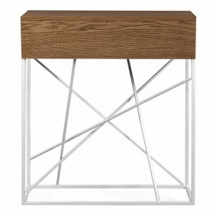 Консоль узкая с деревянной столешницей, темный дуб и металлическим основанием Wilson INTELLIGENT DESIGN  261073 Коричневый;хром