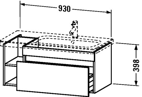 DS639607575 Тумбочка подвесная DuraStyle #DS6396 930 x 448 мм Лен, декор Duravit - Вид №1