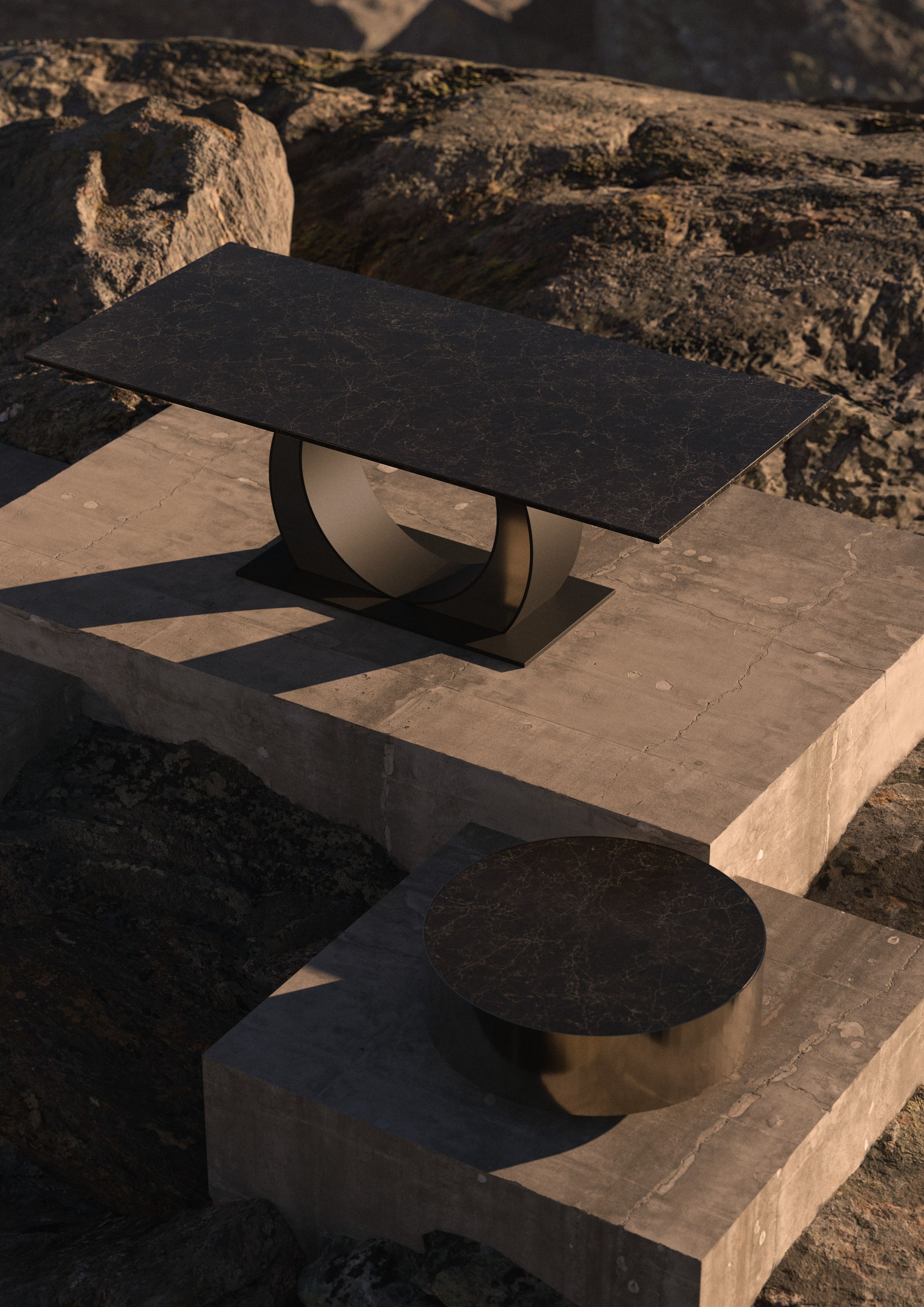 Прямоугольный стол со стальным основанием и кварцевым верхом ORO NERO Collection Eclipsy ARCH-00023523 - Вид №3