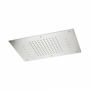 Прямоугольный скрытый верхний душ из нержавеющей стали с дождевой струей и встроенной многоцветной автоматической системой освещения.  NEWFORM Италия