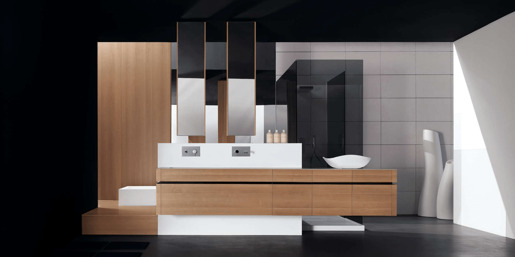 Комбинация ванной комнаты KU 58 в отделке Real 110 Corian / 86 Noce MILLDUE KUBIK KUBIK58 - Вид №1