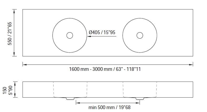Двойная круглая подвесная раковина из твердой поверхности MOMA Design CIRCLE SYSTEM ARCH-00071173 - Вид №2