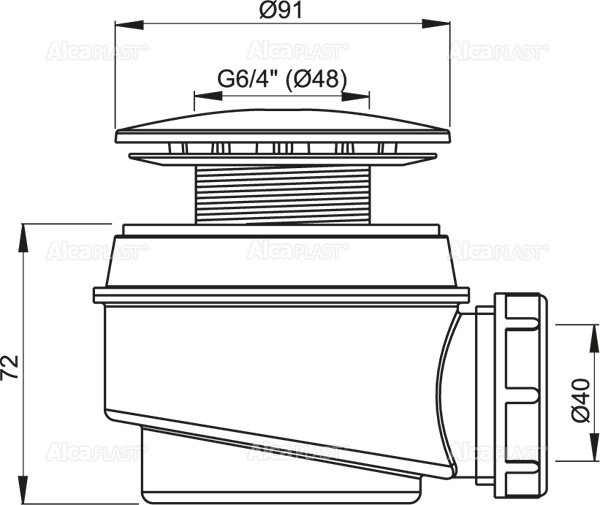 Сифон для душевого поддона, белый ALCAPLAST A47B60 - Вид №1