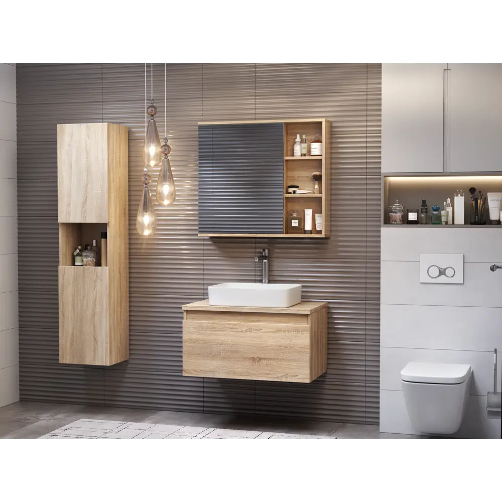 Тумба под раковину подвесная Vigo Matteo 80 см цвет дуб сонома STLM-2029969 - Вид №6
