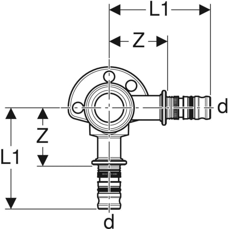 GEBERIT 612.306.00.5 Водорозетка проходная Geberit Mepla 90°, с уступом  - Вид №3