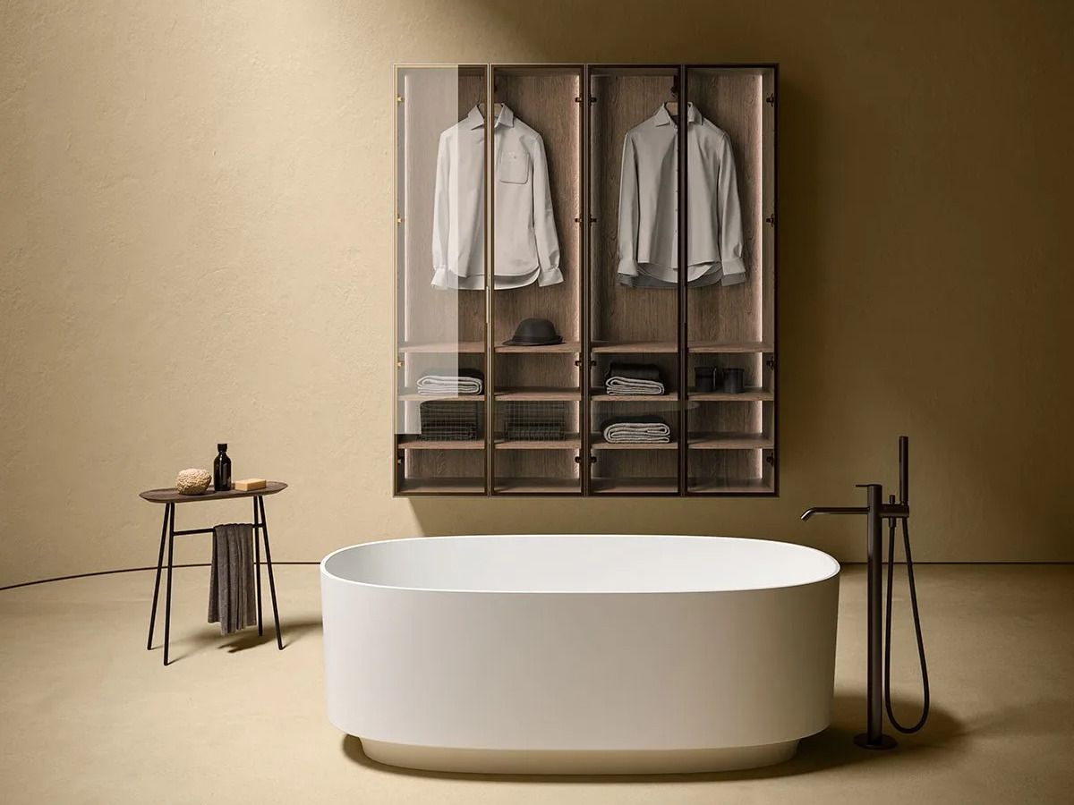 Деревянный шкаф для ванной комнаты со стеклянными дверцами Inbani слой ARCH-00041215 - Вид №2