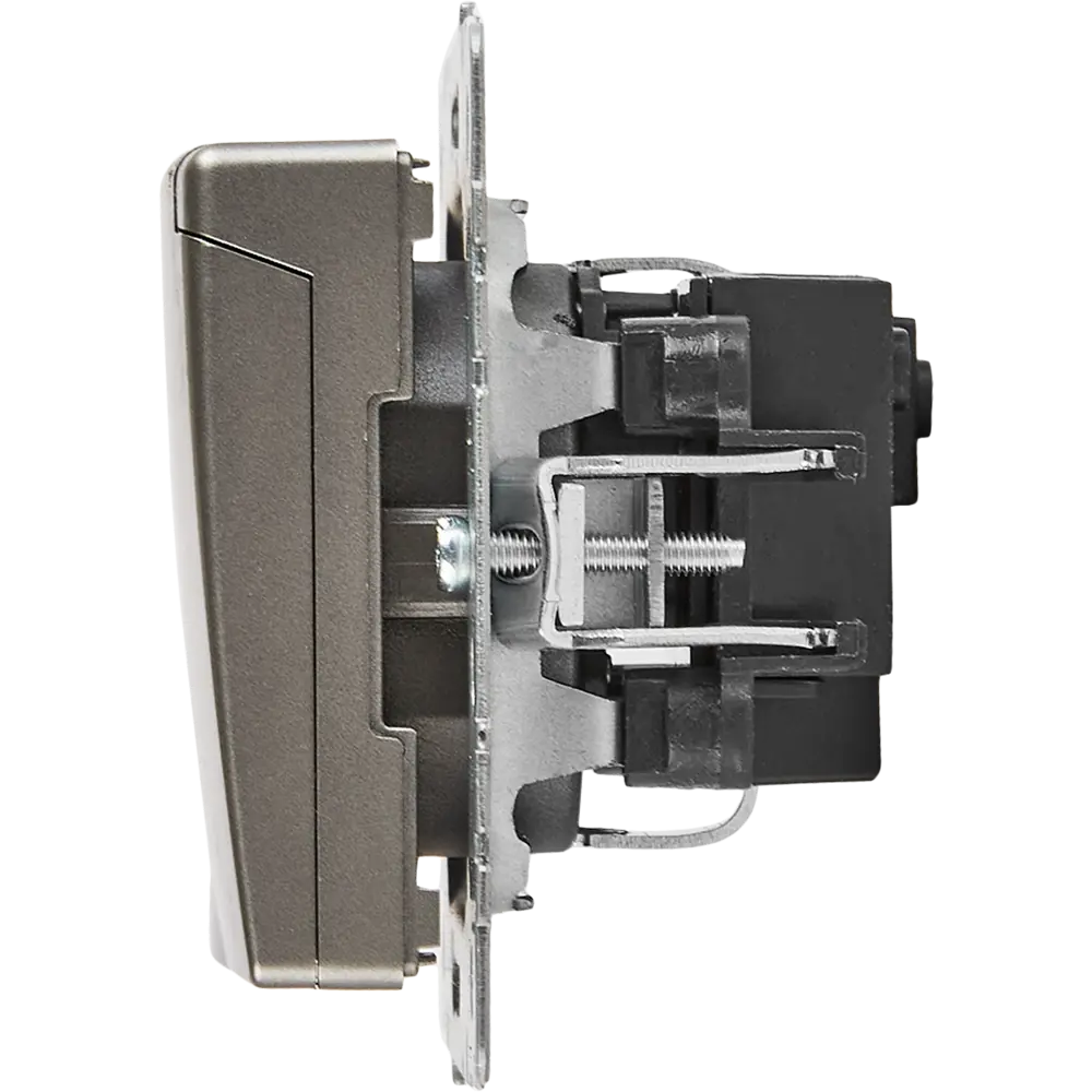 Розетка IEK Brite с заземлением и защитными шторками, цвет сталь 87761603 STLM-1431366 - Вид №2