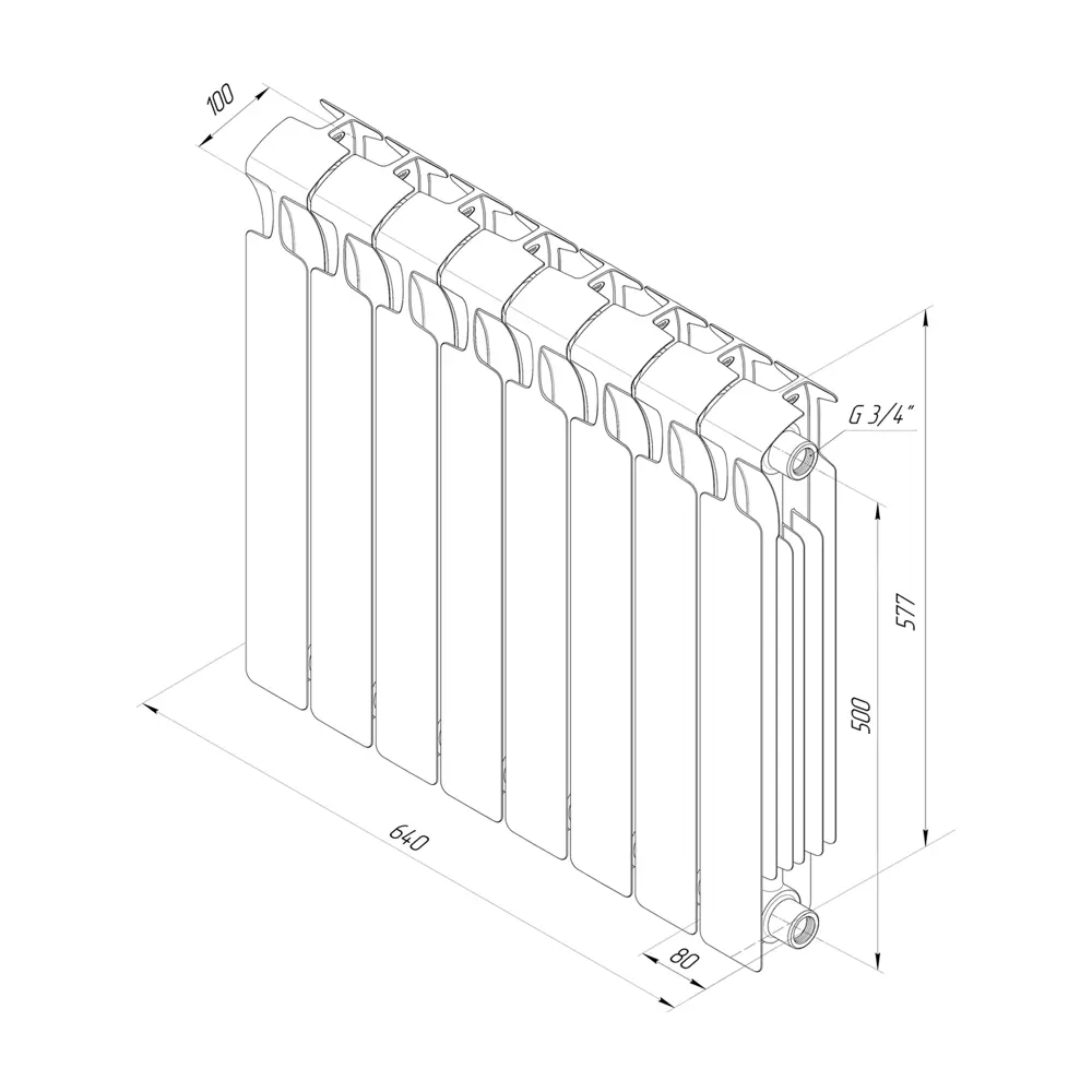 Радиатор секционный Rifar Monolit M50008RAL5024 500/100 8 секций боковое подключение биметалл голубой 82560830 STLM-2051210 - Вид №6