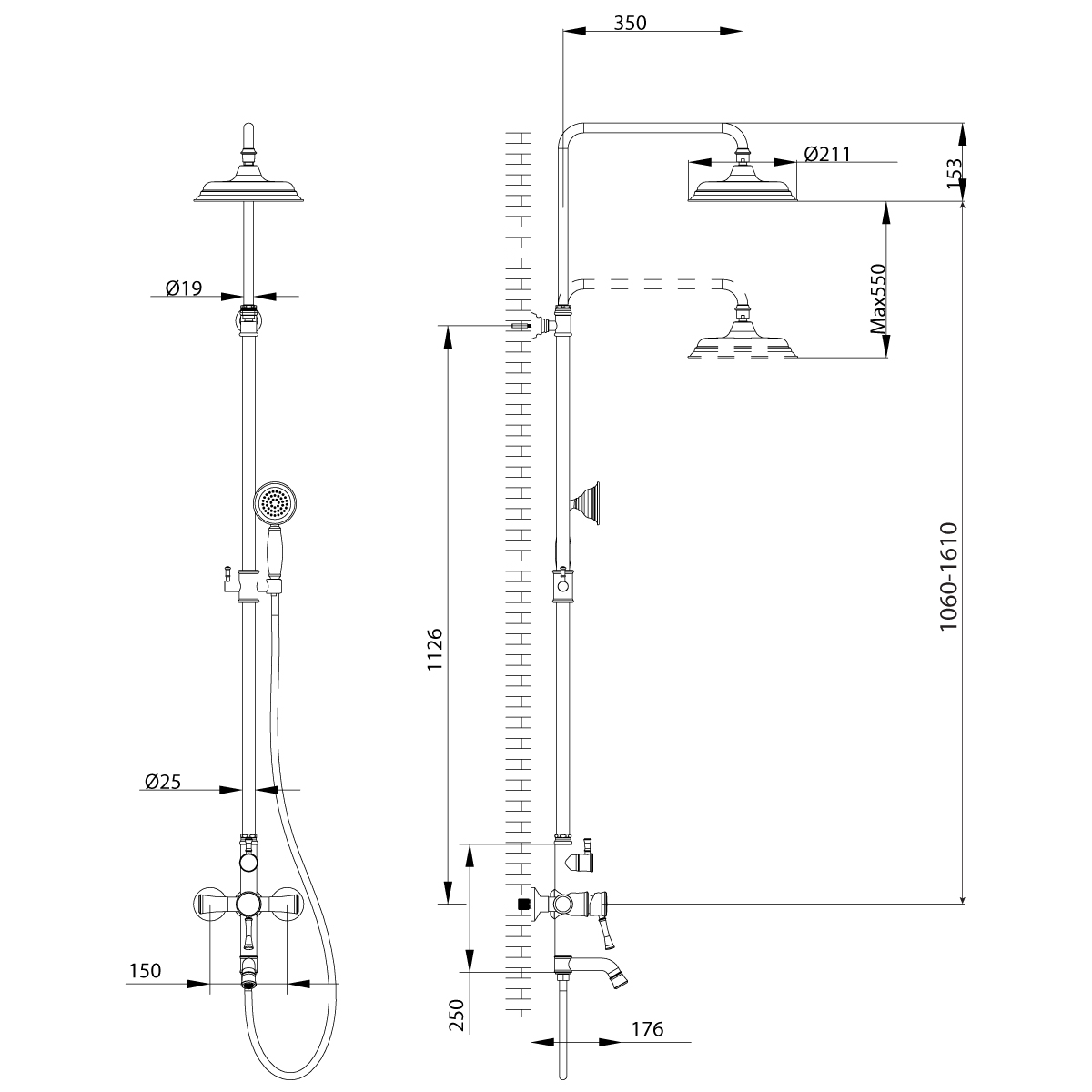 LM6362RB Смеситель Peretto для ванны и душа LEMARK PERETTO  - Вид №1
