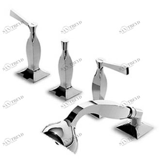 ZB2481 Смеситель для ванны на 4 отверстия, переключатель, вытяжной душ, шланг 1500 мм, перелив. Zucchetti Bellagio 