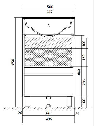 У85932 Тумба с раковиной July 50Н 1д. Белый глянец 1 Marka JULY - Вид №7