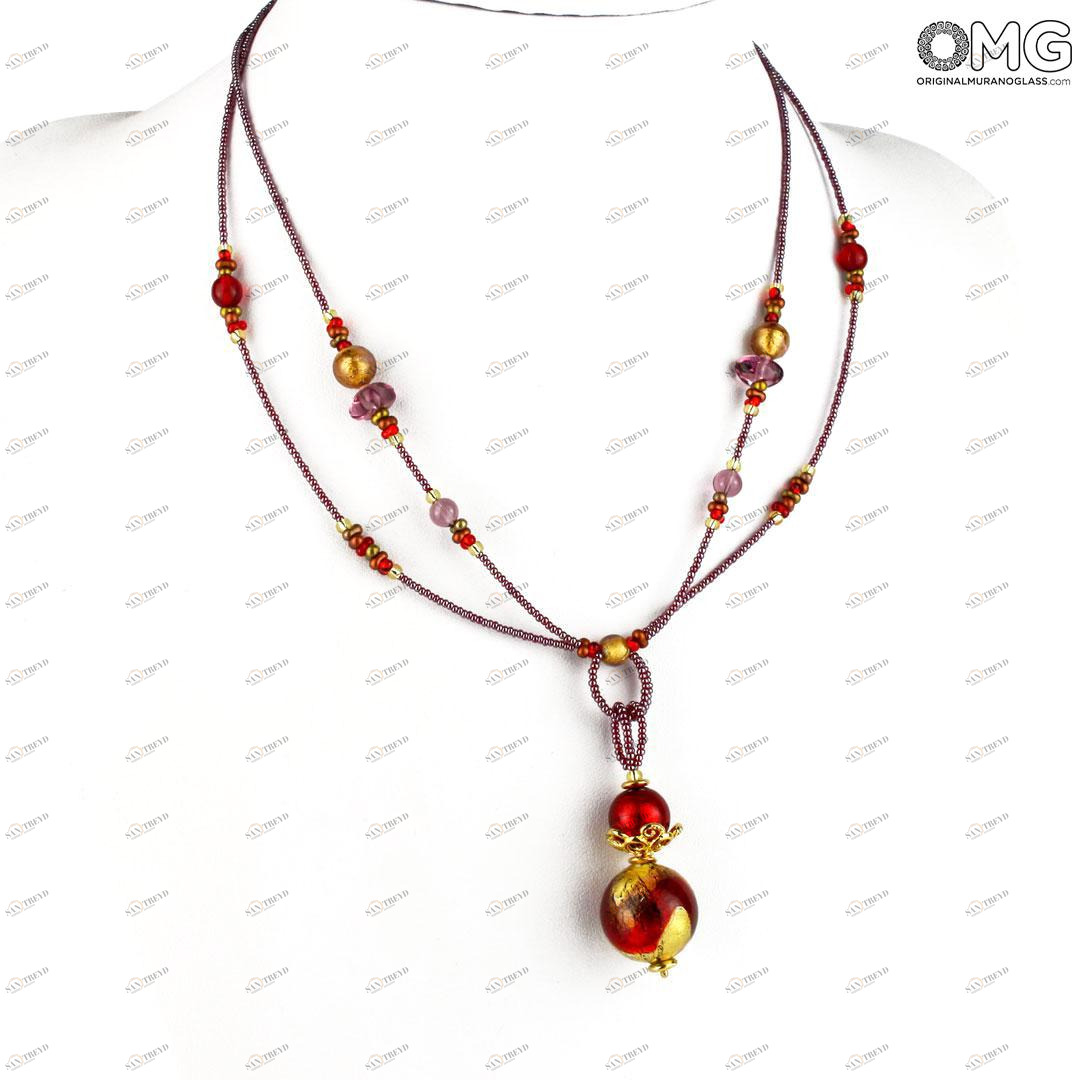 3315 ORIGINALMURANOGLASS Ожерелье Сесилия - с золотом - Original Murano Glass OMG 50 см 