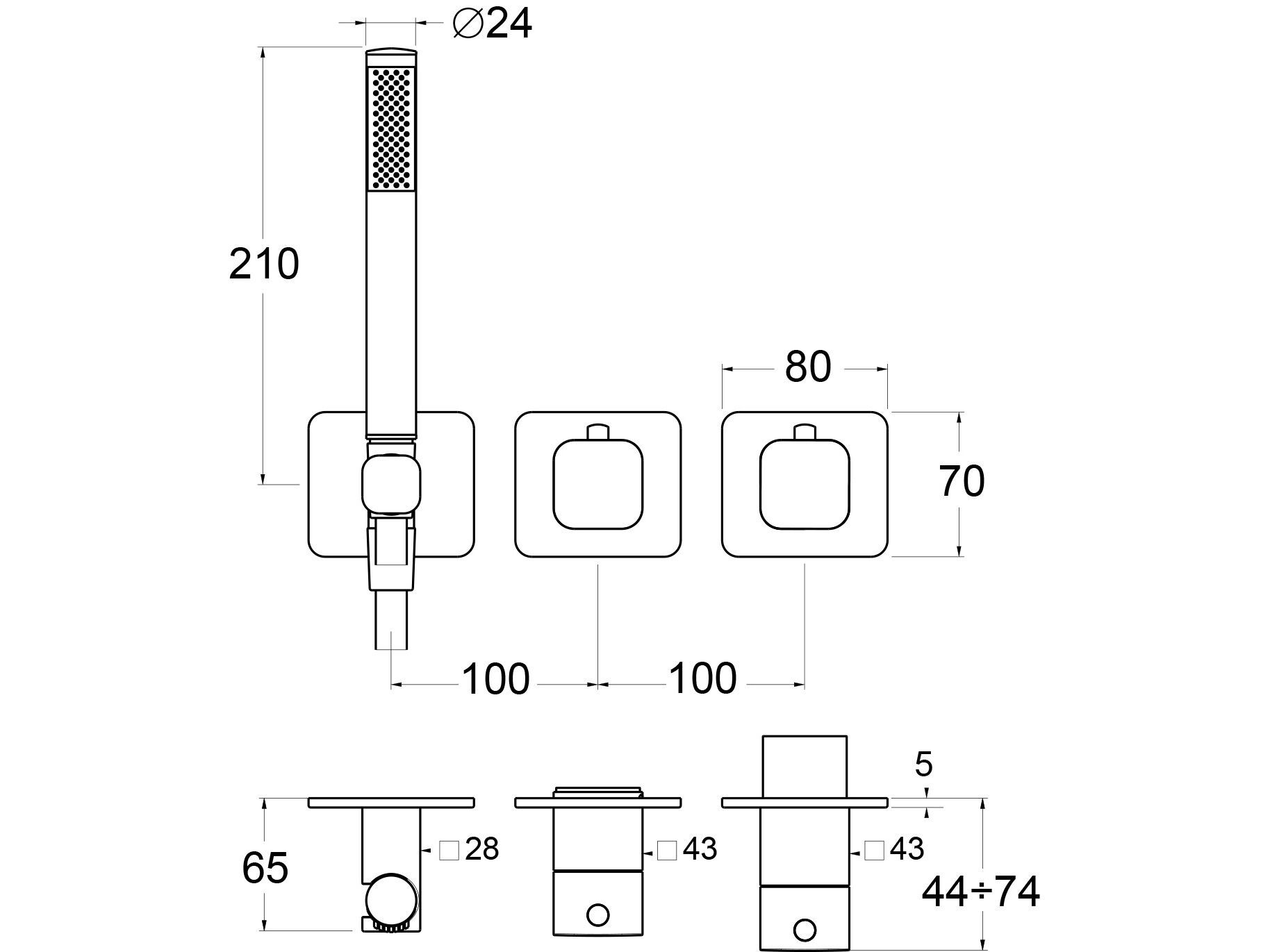 Термостатический смеситель для душа с ручным душем GUGLIELMI RUBINETTERIE GX ARCH-00099998 - Вид №2