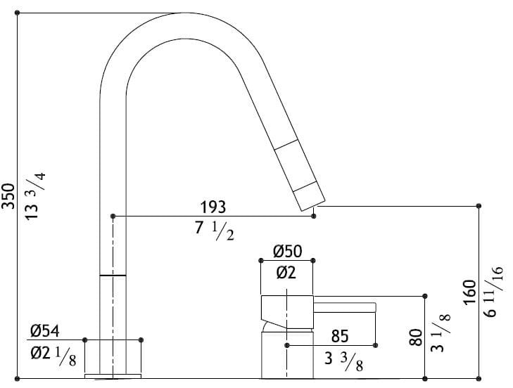Смеситель для кухни из нержавеющей стали со съемным ручным душем MGS F2 ARCH-00092008 - Вид №4
