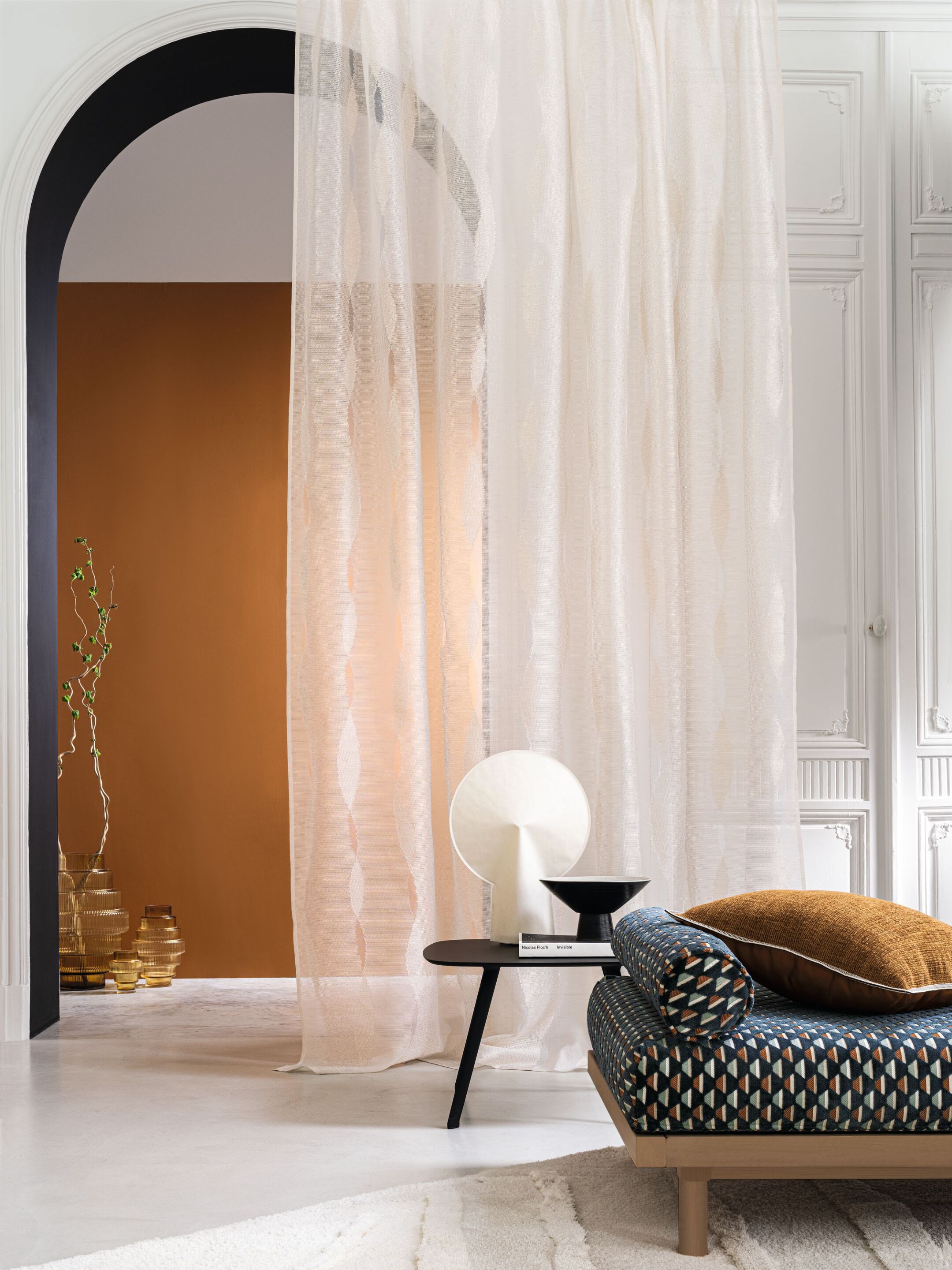 Моющаяся ткань из вуали с графическими узорами Casamance укие ARCH-00151485 - Вид №2