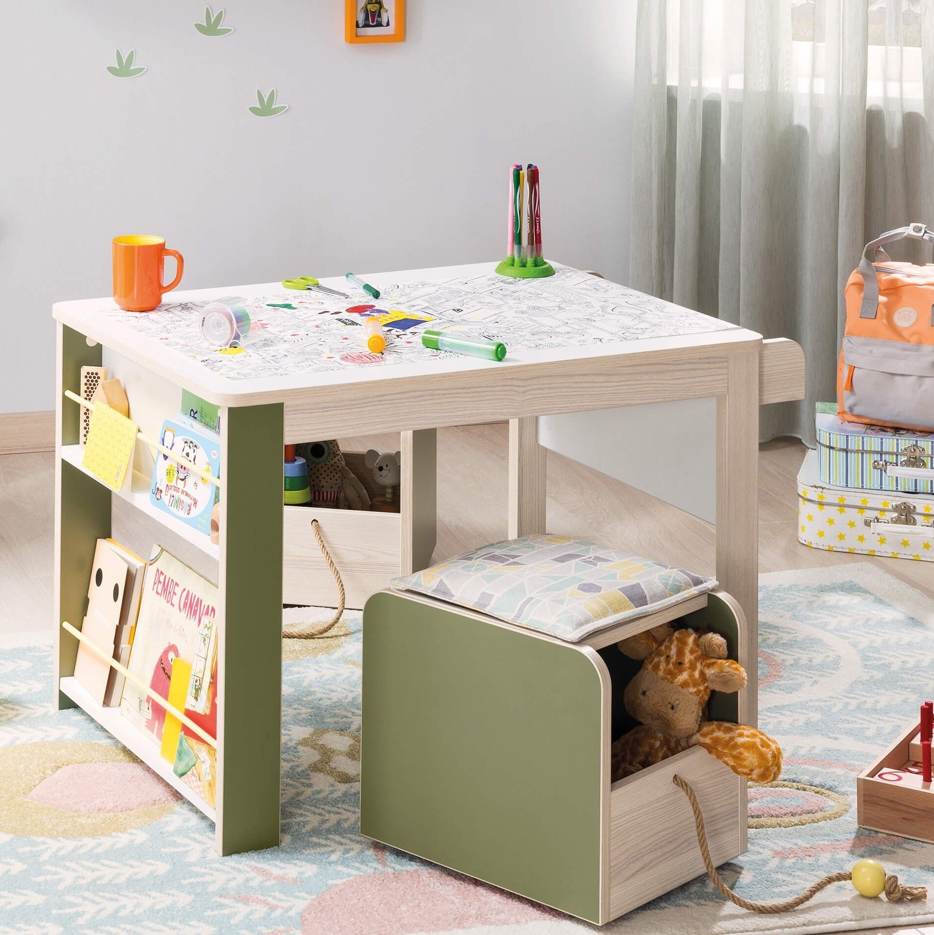 Письменный стол с полкой светлый орех Montessori CILEK MONTESSORI 00-3832443 Бежевый Santreyd  - Вид №1