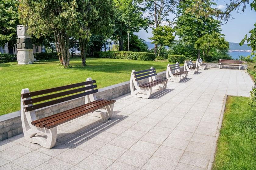 ENCHO ENCHEV - ETE Скамейка из бетона и дерева со спинкой  39  - Вид №2