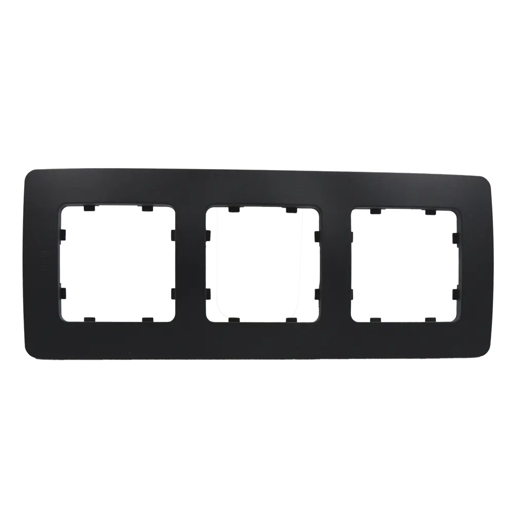 Рамка для розеток и выключателей Hegel 3 поста цвет черный STLM-2175149
