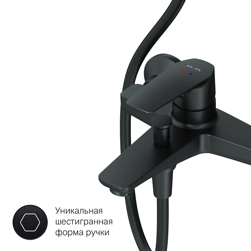 F42890A14 набор 2в1: см-ль д/ванны/душа верхний душ d 220 мм ручн.душ 110 мм 1 ф-ция душевая AM.PM Gem - Вид №6