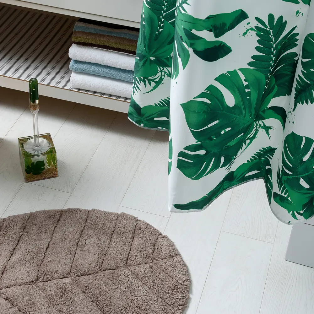 Штора для ванны Manu 180x200 см, полиэстер, цвет белый/зелёный WESS STLM-2154002 - Вид №7