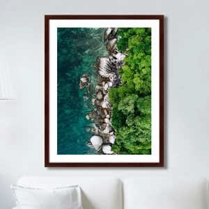 Арт-фотография в деревянной раме 78,5х100 см Unnamed Road, Pulau Tioman, Malaysia КАРТИНЫ В КВАРТИРУ  264829 Белый;зеленый;разноцветный
