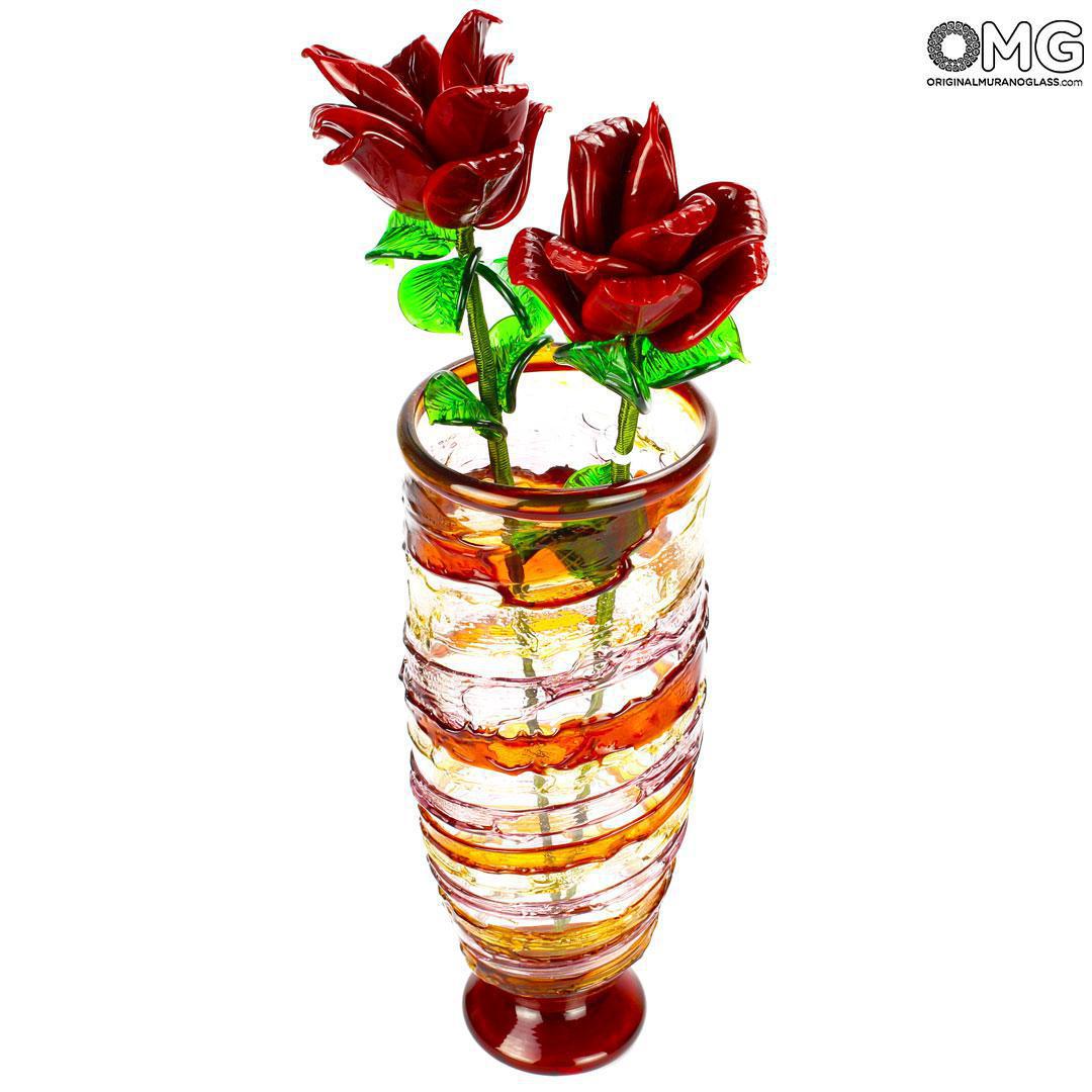 4784 ORIGINALMURANOGLASS Декоративная красная орхидея - муранское стекло OMG 30 см  - Вид №1