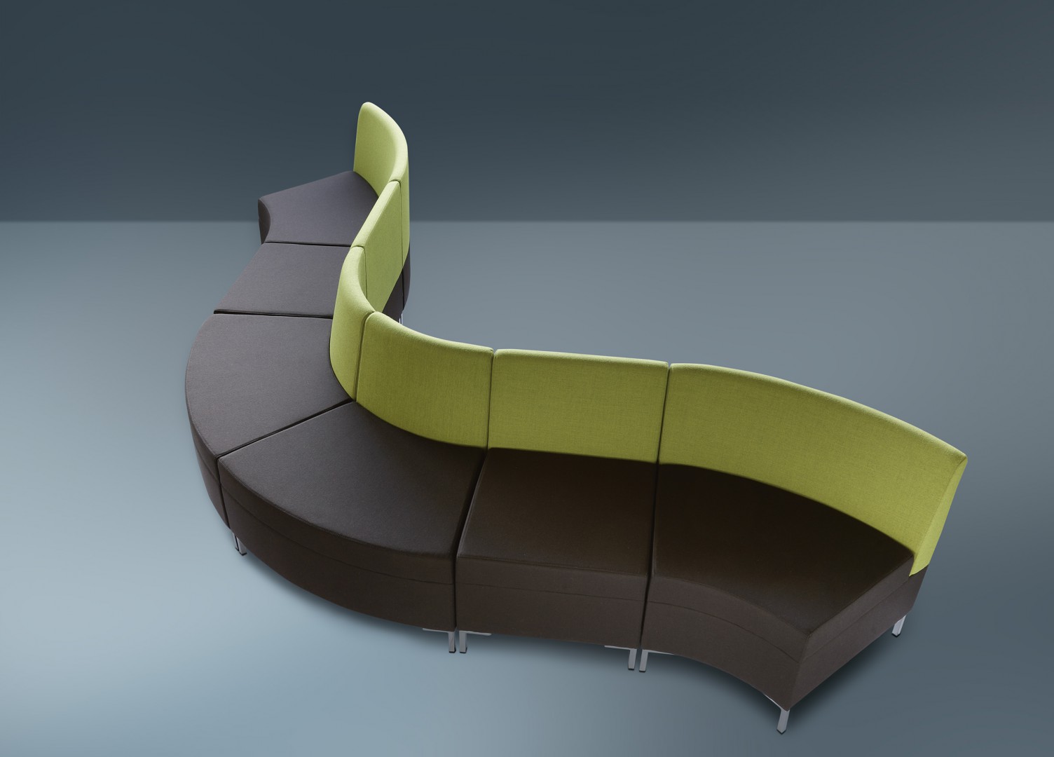 Abaco 760 Модульная система сидений. Сиденье и спинка мягкие. Стальной каркас. Изогнутый модуль открывается на 45 °. Et al. Abaco - Вид №2