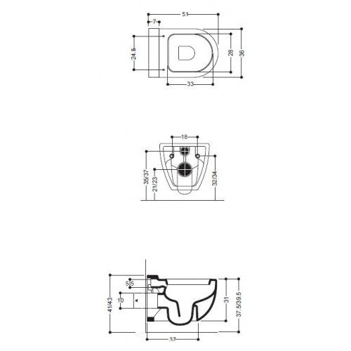 41946 Подвесной унитаз настенный Белый  ONE Италия Santreyd - Вид №3