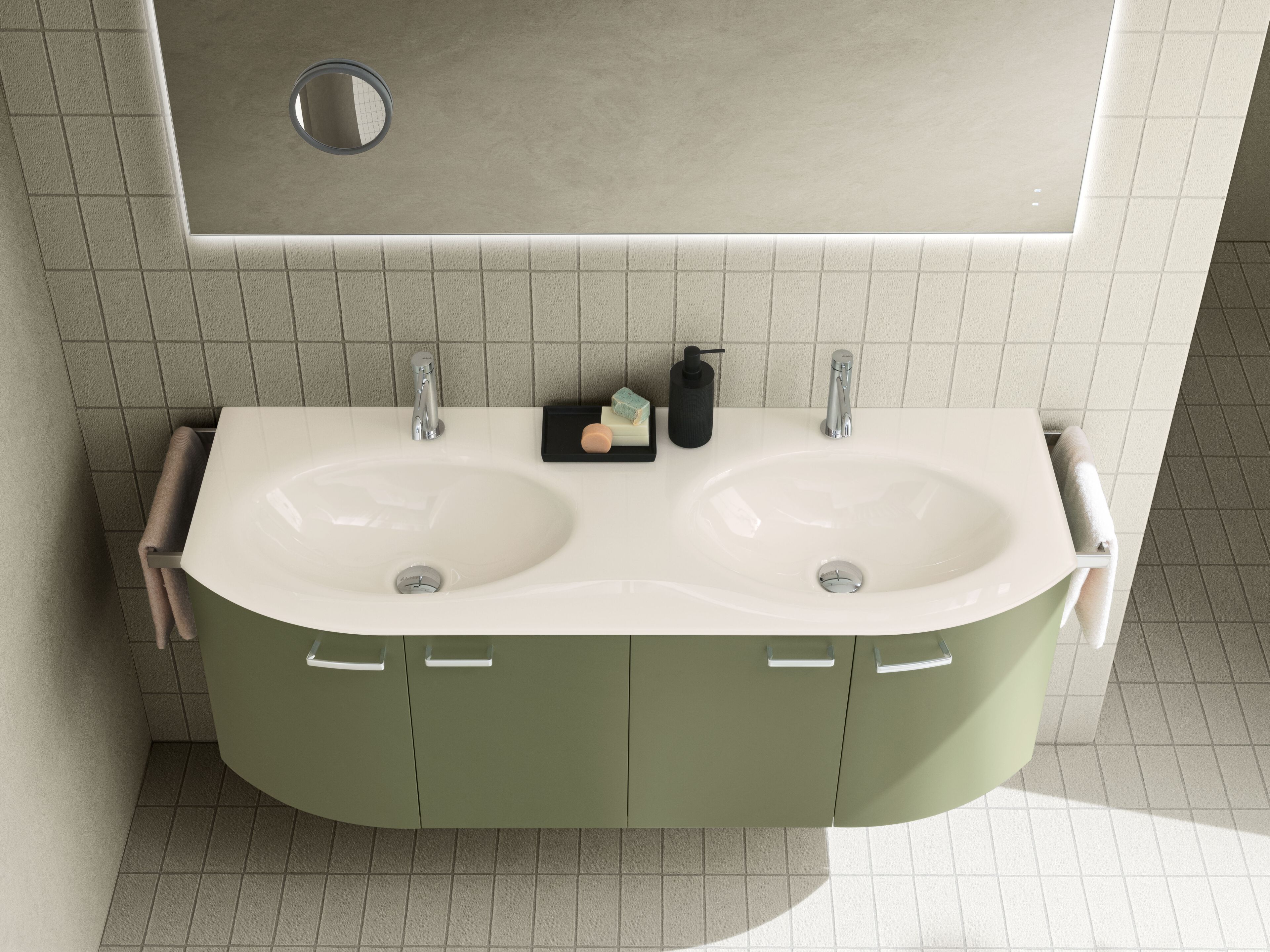 Матовый лакированный деревянный двойной подвесной умывальник ARBLU Dress System ARCH-00137840 - Вид №2