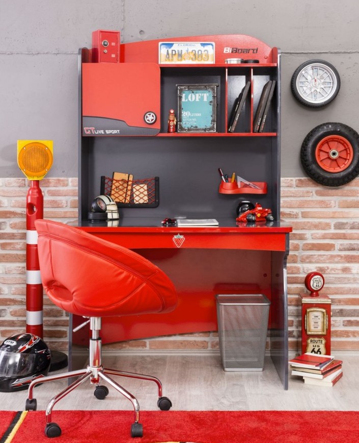 Детский письменный стол с ящиком черно-красный Champion Racer CILEK CHAMPION RACER 00-3832427 Черный;красный Santreyd  - Вид №3