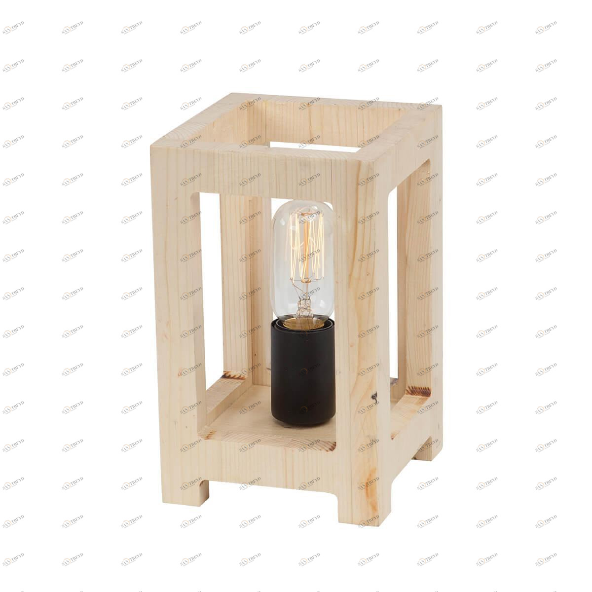 Настольная лампа деревянная квадратная Vitaluce V4492-1/1L VITALUCE ИНТЕРЬЕРНЫЕ 328981 Бежевый;черный 