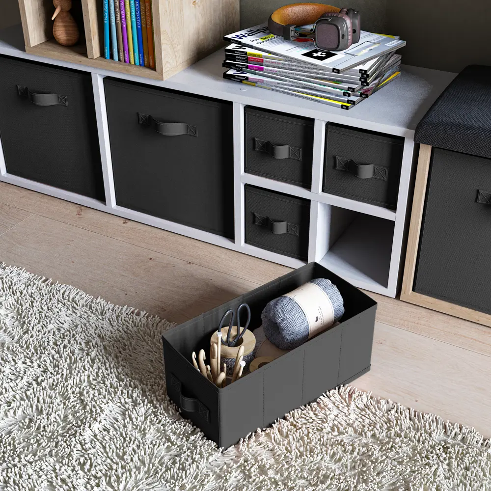 Короб Spaceo KUB 15x31x15 см 6.9 л спанбонд цвет чёрный STLM-2184126 - Вид №4