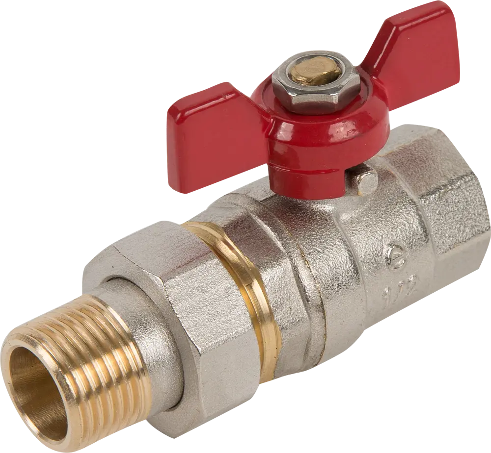 17298608 Кран шаровой с американкой прямой Equation RBSSFM4012N DN15 PN40 1/2" ВР/НР ручка бабочка латунь STLM-0007823