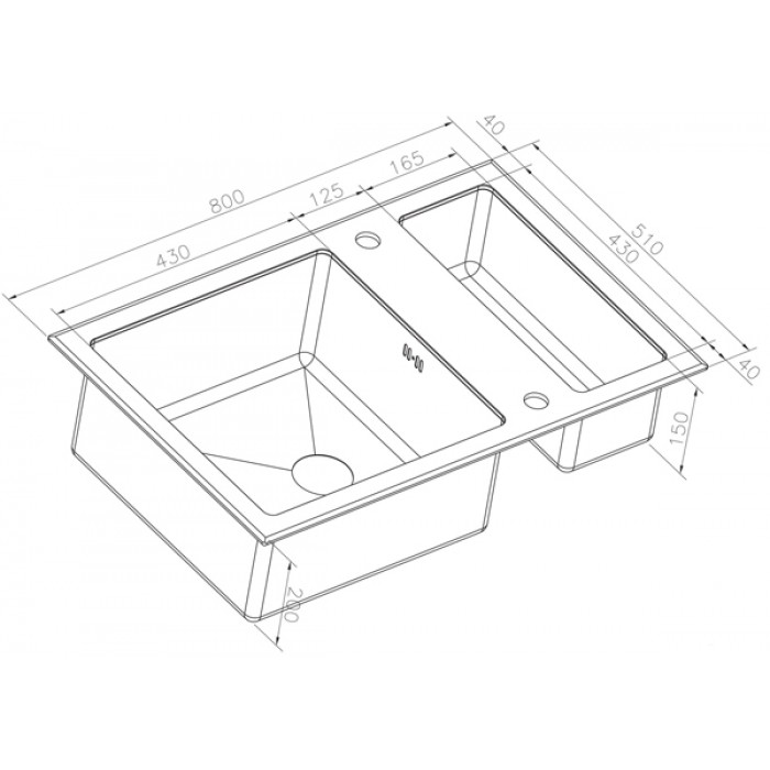 Zorg GL 8051-2 white bronze Мойка кухонная прямоугольная Zorg  - Вид №3